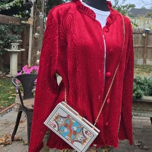 Red crushed velvet jacket/top